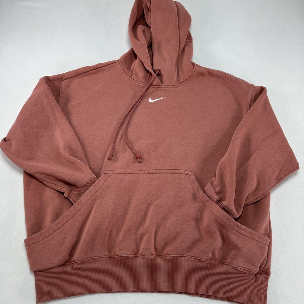 Nike Hoodie Sweatshirt Mens Large Pink Pullover Fleece Center Swoosh DQ5860-634